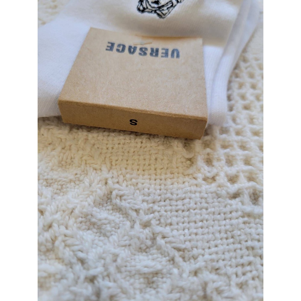 Versace White Embroidered Medusa Logo Crew Socks - Picture 5 of 5